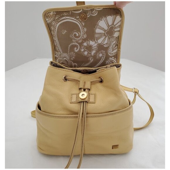 The Sak Yellow Pebble Leather Backpack Purse Cottagecore Urban Chic - Picture 5 of 12